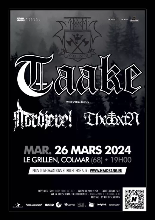 Affiche du concert de TAAKE à Colmar le 26 mars 2024