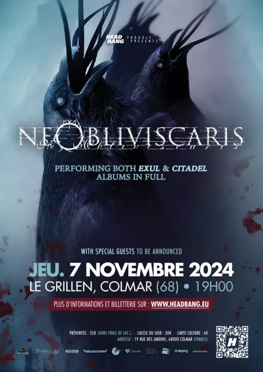 Affiche du concert de Ne Obliviscaris le 7 novembre 2024 à Colmar